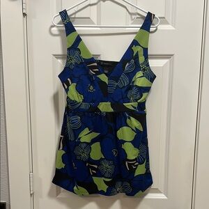 INC International Concepts Blue, Green, and Black Floral Top